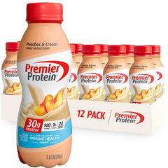 Premier Protein Nutritional Shake Peaches & Cream Non-Caffeinated - 11.5 fl oz/12pk: Gluten-Free, Keto Certified, Ready to Drink, 30g Protein