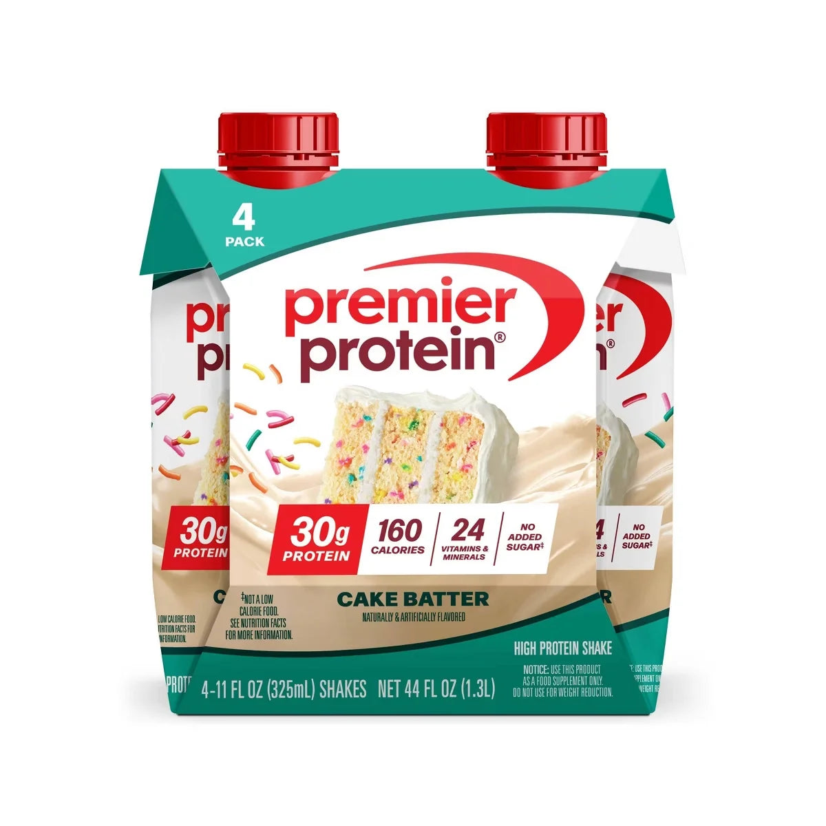 Premier Protein Nutritional Shake Cake Batter Non-Caffeinated - 11 fl oz/4pk: Keto Certified, Ready to Drink, Gluten-Free, 30g Protein