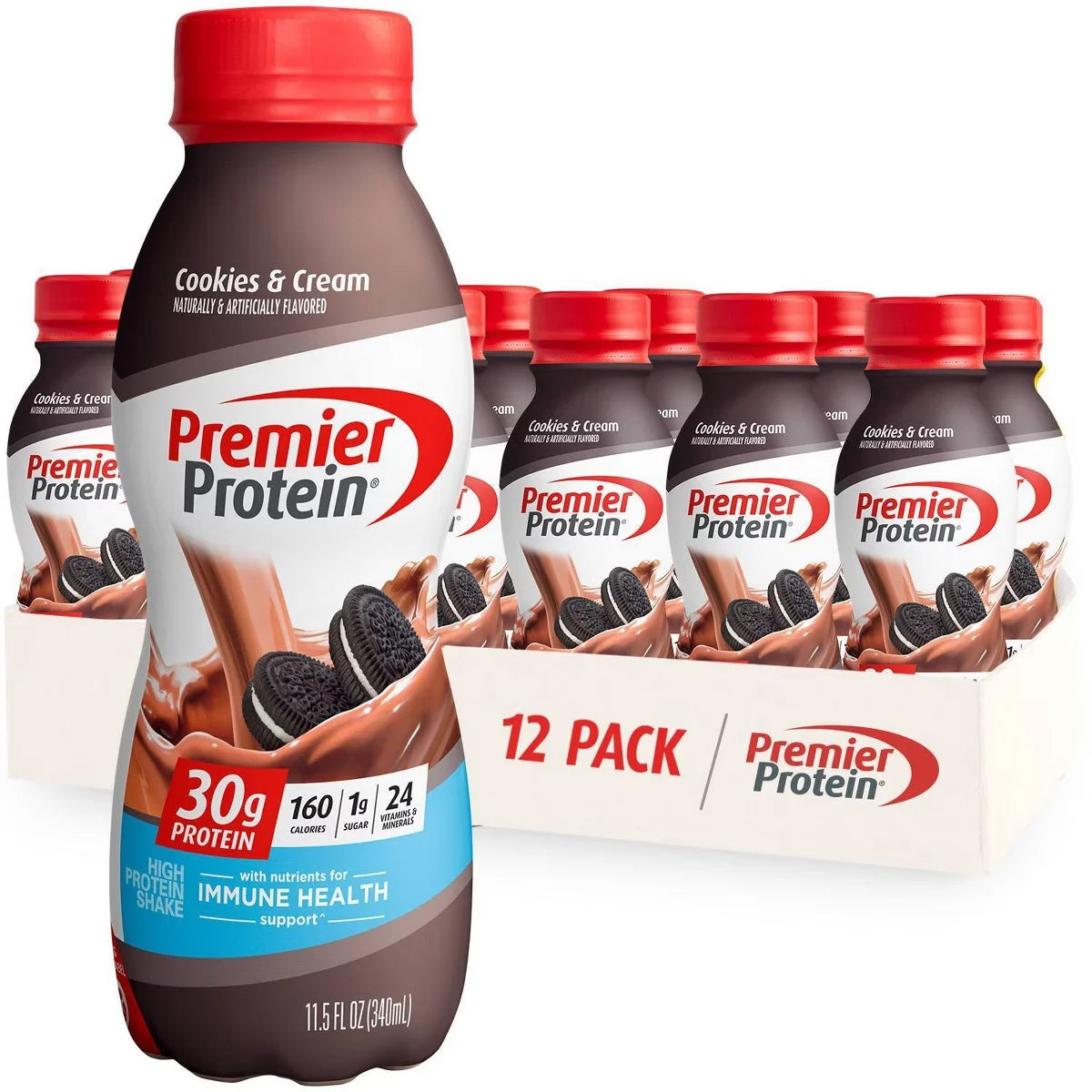 Premier Protein Nutritional Shake Cookies & Cream Non-Caffeinated - 11.5 fl oz/12pk