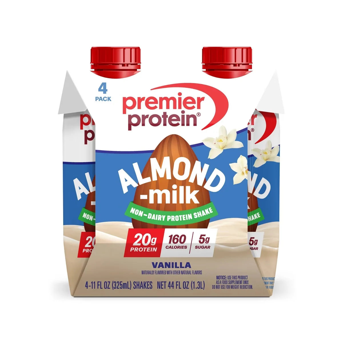 Premier Protein Almond Milk Non-Dairy Vanilla Protein Shake - 11 fl oz/4pk: Keto Certified, Gluten-Free, Ready to Drink, Liquid