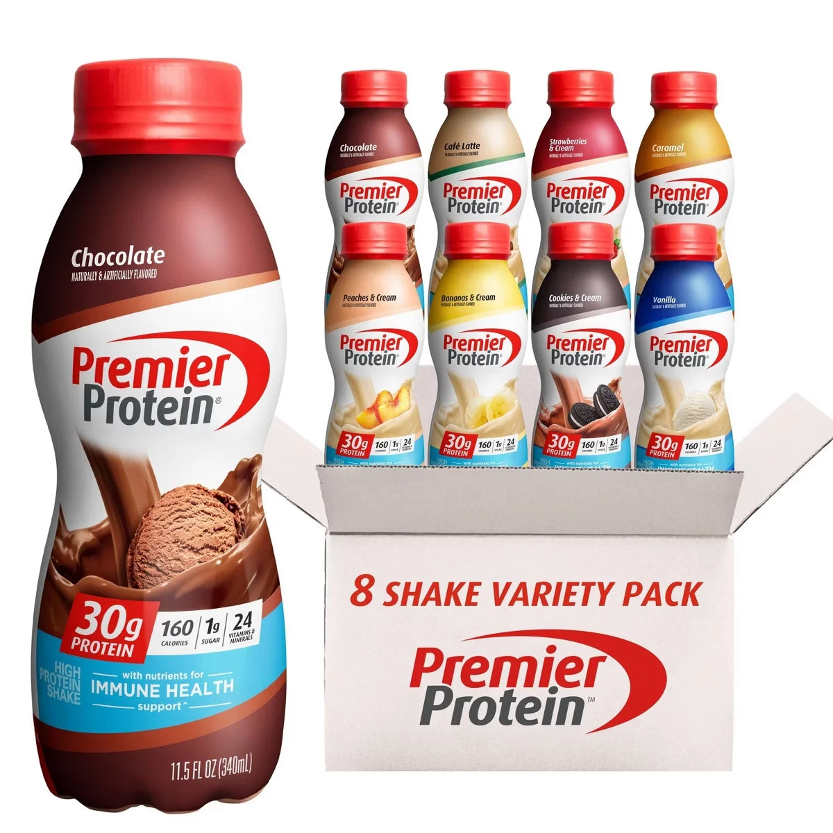 Premier Protein Nutritional Shake Variety Pack Non-Caffeinated - 11.5 fl oz/8pk: Keto Certified, Gluten-Free, 30g Milk Protein, Ready to Drink